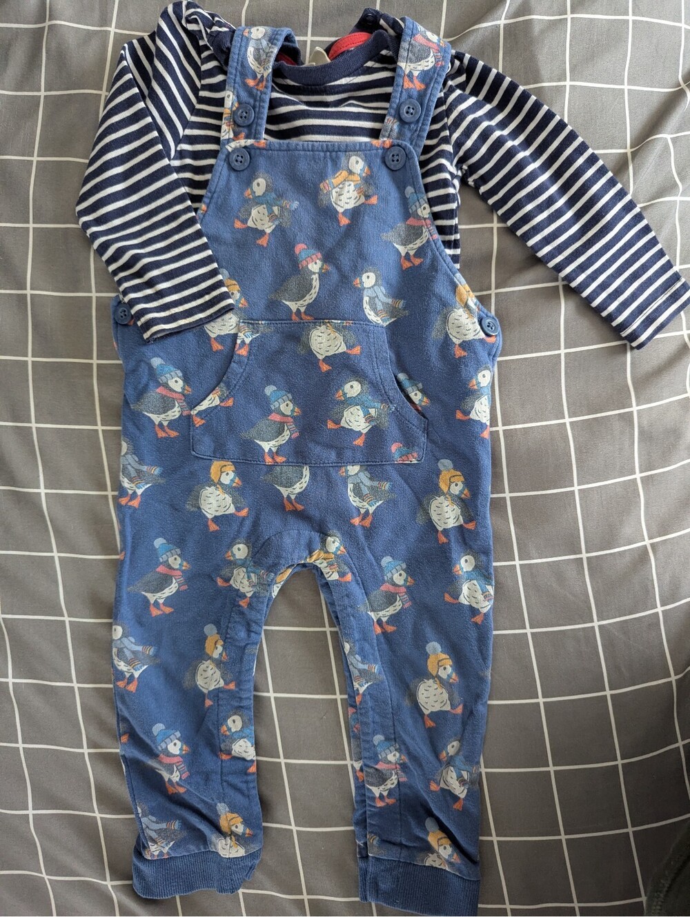 JoJo puffin dungarees overalls set
